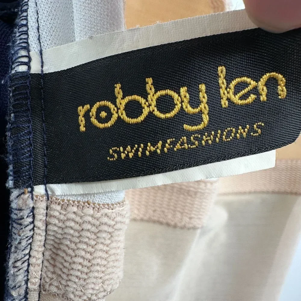 Vintage 70s‎ Swimsuit Size 12 Union Label Front Skirt Nautical Robby Len USA